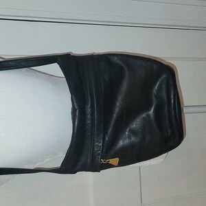Sharif black leather bucket bag